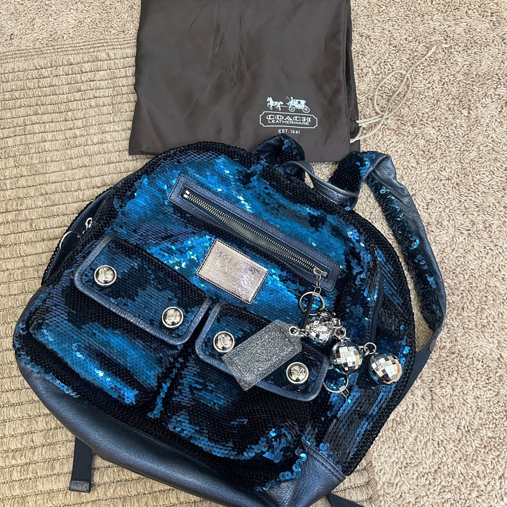 Coach limited edition Blue Sequin Backpack